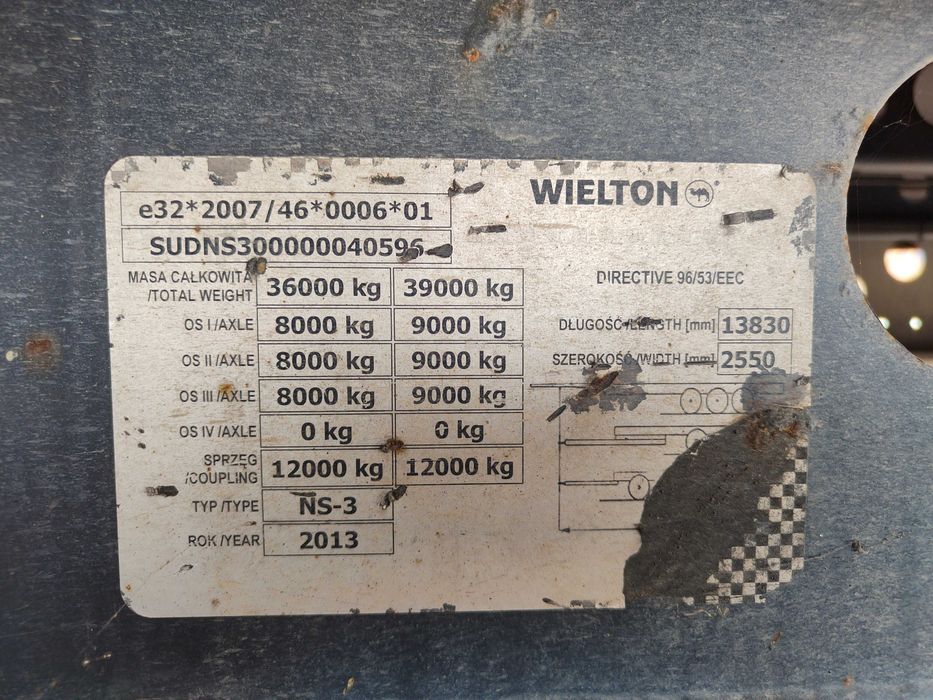 Wynajem naczepy firanki Wielton NS-3