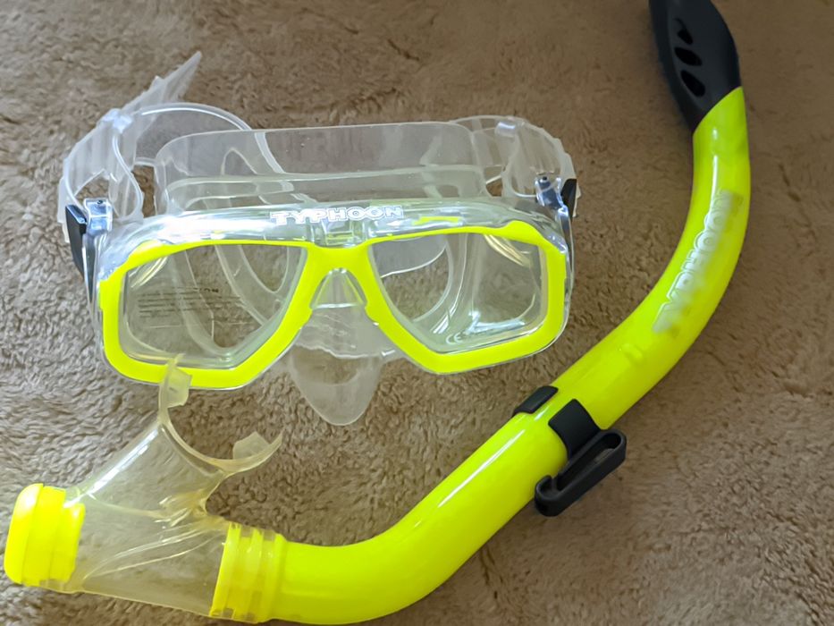 Очки Маска Трубка для плавания дайвинга для бассейна детская Typhoon