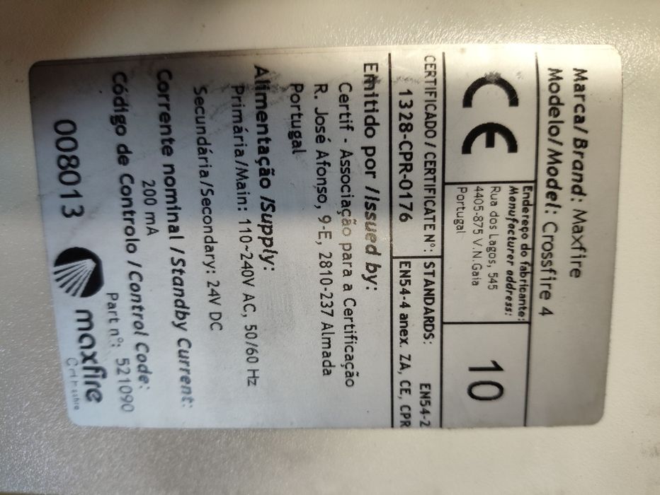 Central incêndio 4 Zonas.