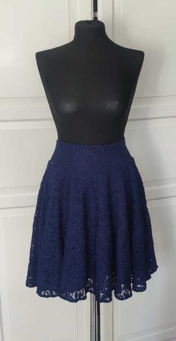 Sukienka koronkowa bluzka spódnica granatowa Orsay 36 S wesele