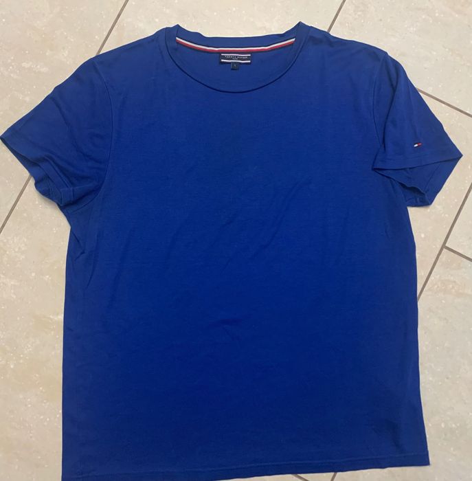 Tommy Hilfiger extra niebieska koszulka crewneck T- Shirt bawełna r. L
