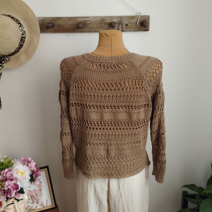 Ażurowy sweter Atmosphere r. 42 cappuccino brąz casual elegancki