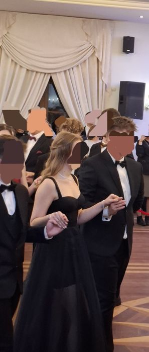 Czarna sukienka rozm. M tiul gorset balowa elegancka 18 studniówka