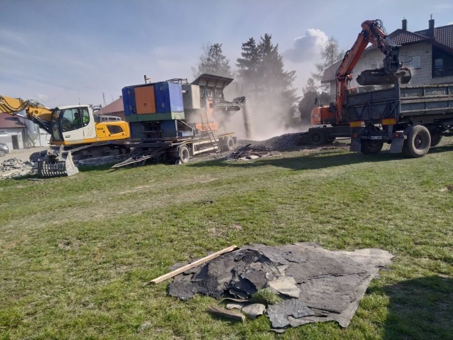 Usługi kruszarką-wyburzenia. Kucie młotem hydr.