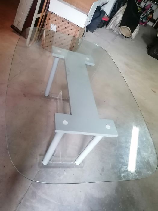 Mesa sala com tampo em vidro