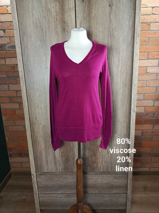 sweter cienki fuksja róż fiolet linen basic S 36
