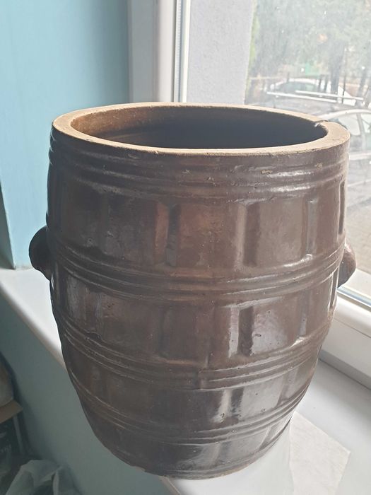 beczka duża ceramiczna do kiszonek wysokość 34 cm lata 60.