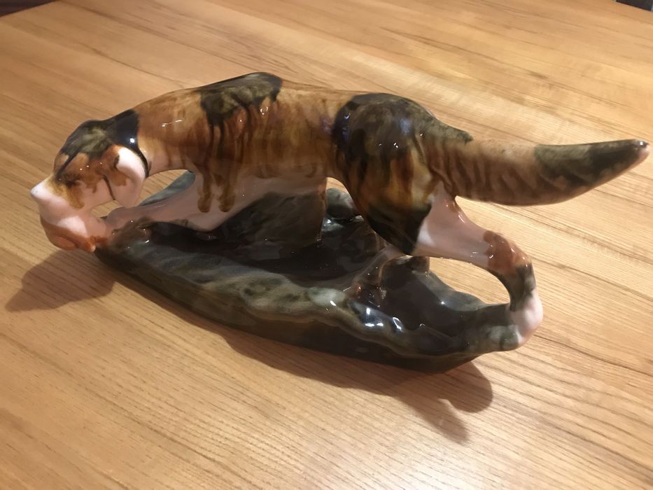 Фарфоровая статуэтка «охотничья собака с уткой» винтаж, СССР, 60е годы