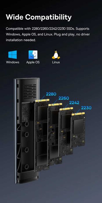 Внешний карман Baseus SSD Case M.2 NVME to USB 3.2 Gen2