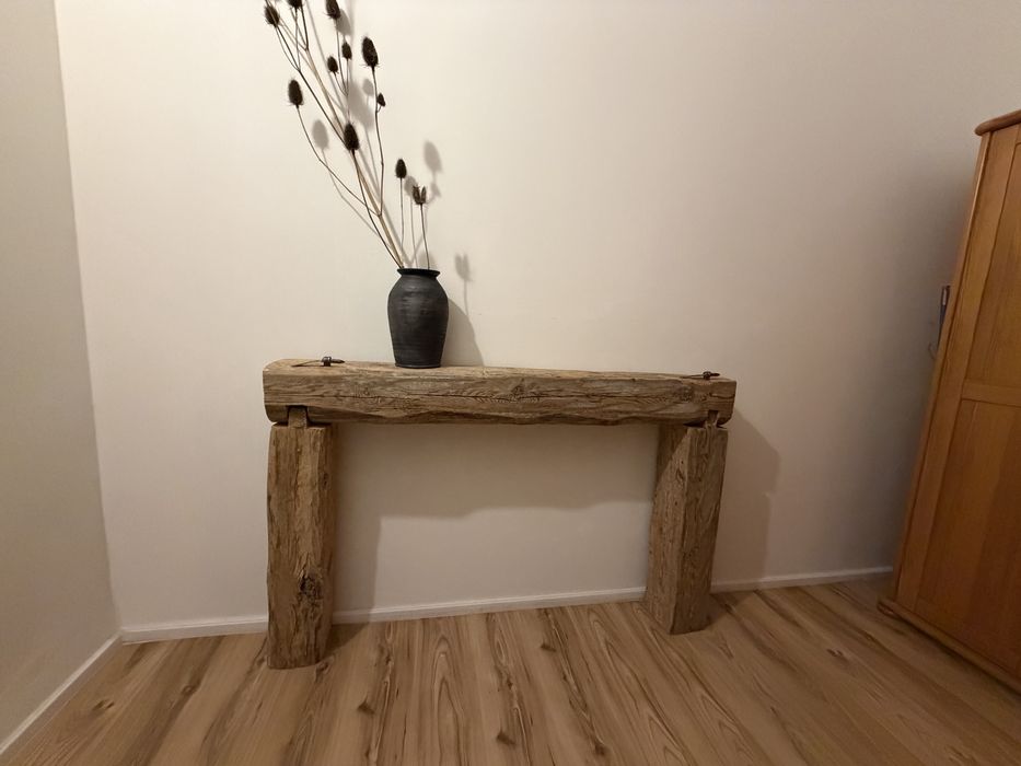 Konsola drewniana półka LOFT vintage RETRO stare okucia okno