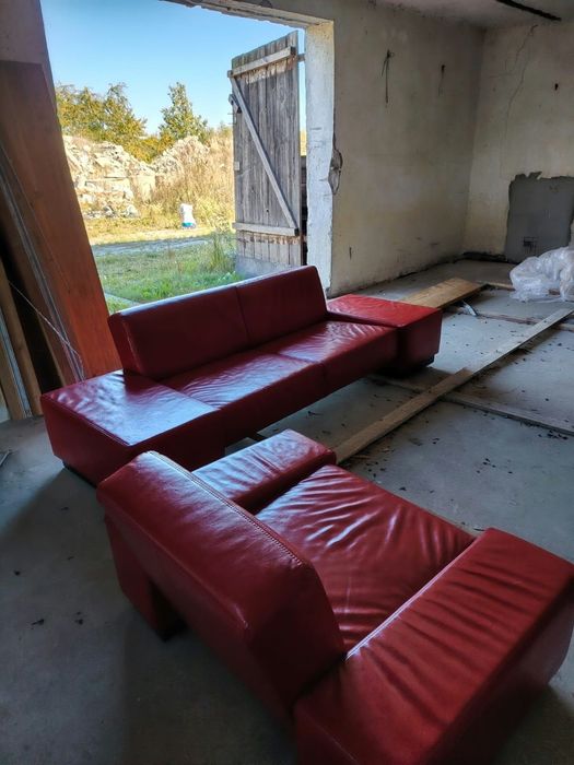 Komplet wypoczynkowy skórzany sofa  + fotel.