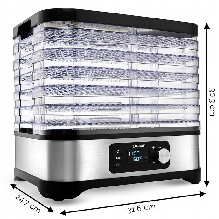 10w1 duża suszarka do grzybów owoców ziół yoer 450w inox timer +6