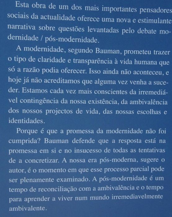 Modernidade e Ambivalência de Zygmunt Bauman