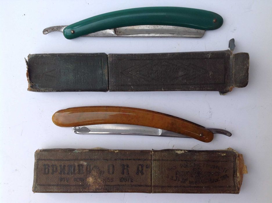 Опасная бритва цена за 2 шт в футляре ОКА ТВ («Труд Вача») СССР