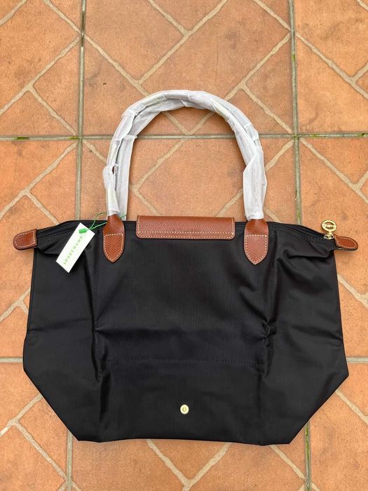 Longchamp Le Pliage, Preta e Castanha, Tamanho L