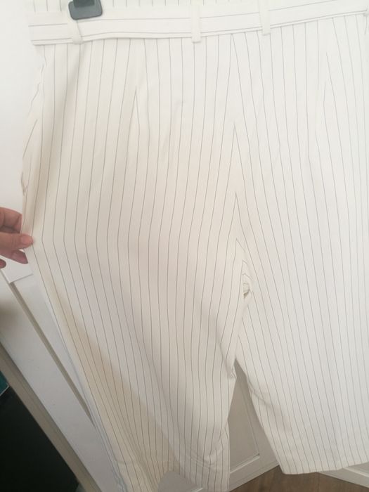 Spodnie h&m r. 44 białe z wysokim stanem