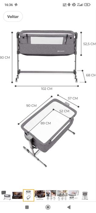 Berço Next to Me Kinderkraft novo