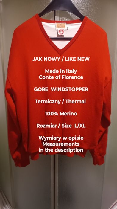 GORE  Conte of Florence  Made in Italy  Windstopper Merino, Roz.  L/XL
