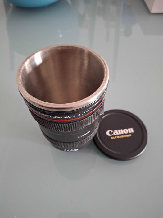 caneca imitação lente canon