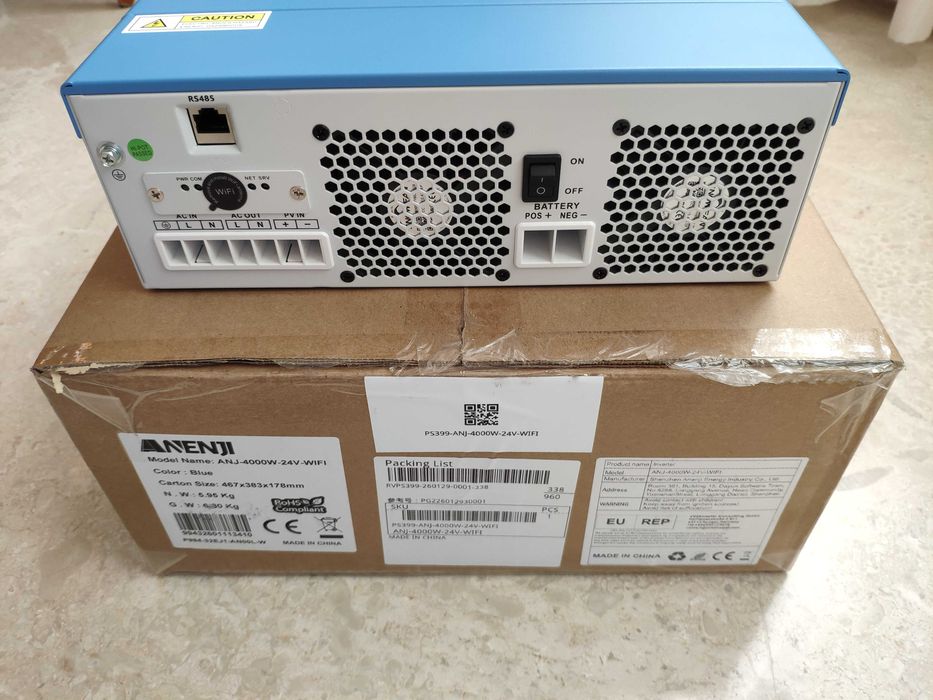 НОВИЙ Гібридний інвертор Anenji ANJ-4000W-24V-WIFI, 24 В, 4200 Вт