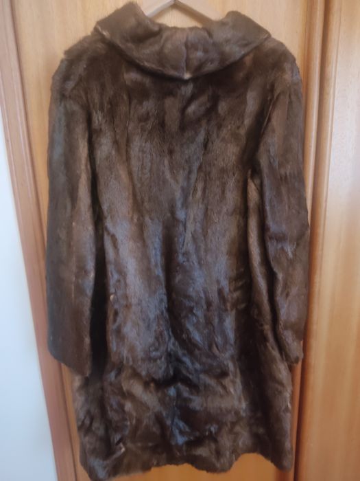 Casaco vintage em pele genuína L