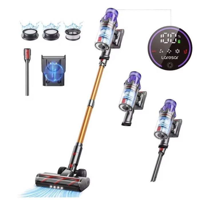 Nowy odkurzacz pionowy Laresar V7 / 500W / 60 minut pracy / zestaw