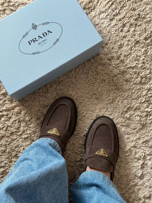 Лофери замшеві Prada 25-25,5 см