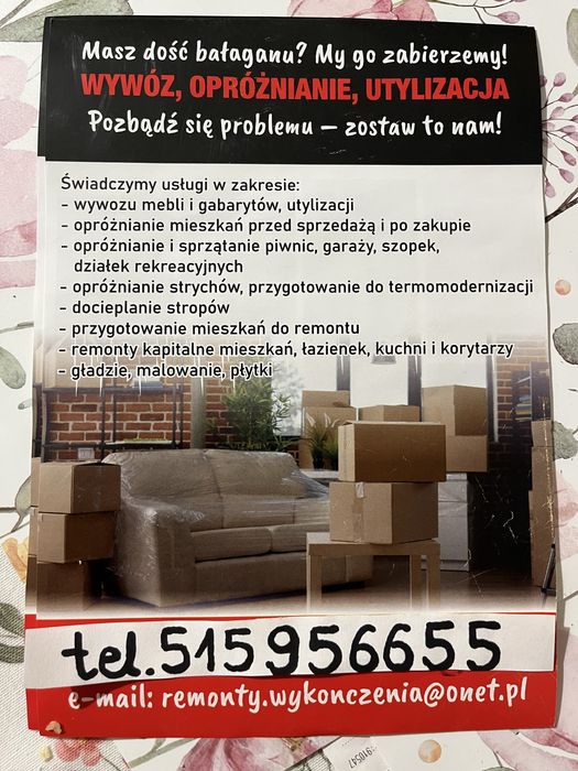 Wywoz smieci,gabarytow,oproznianie strychow piwnic
