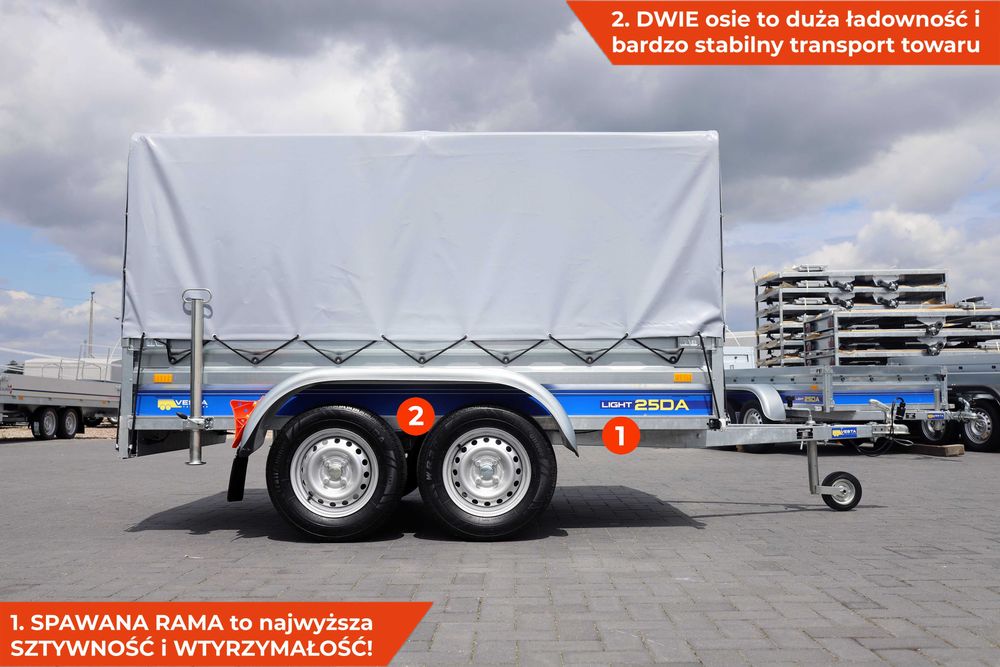 Przyczepka samochodowa z plandeką 252 x 135 Vesta light 25DA tandem