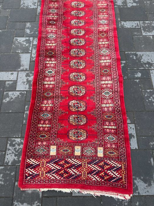 Pakistańska Buchara Chodnik Ręcznie Tkany Wełniany 384x80