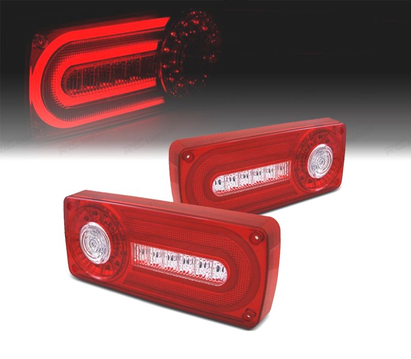 FAROLINS PARA MERCEDES CLASSE G W463 LIGHT BAR FUNDO VERMELHO CROMADO