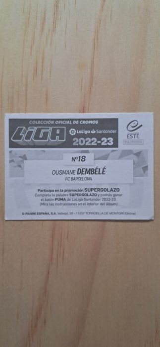 Cromo futebol de Ousmane Dembele(La liga)da Panini