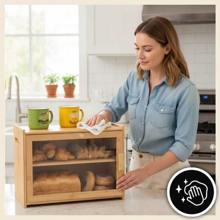 Chlebak bambusowy pojemnik żywność przyprawy półka szafka do kuchni
