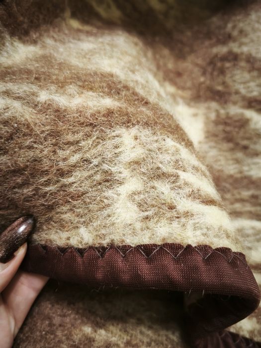 Одеяло из шерсти верблюда ковдра покрывало коричневое с тиграми