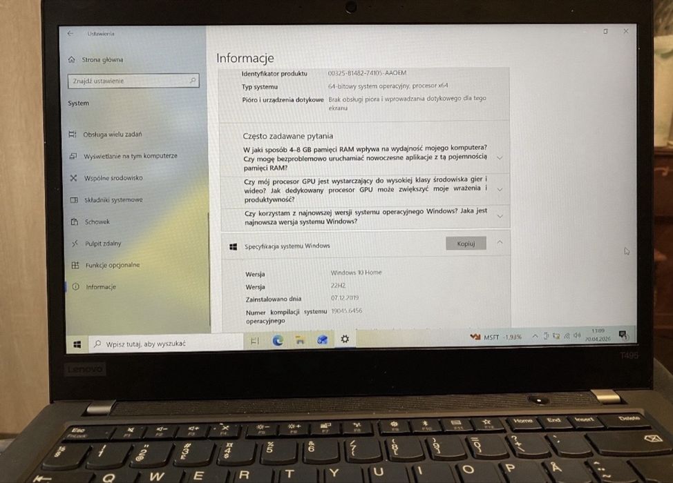 Laptop Lenovo T495