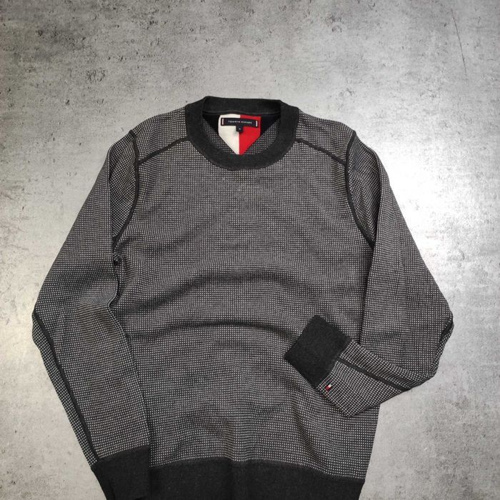 MĘSKI Elegancki Bawełna Sweter Pleciony Logo PREMIUM Tommy Hilfiger