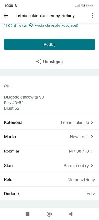 Letnia sukienka ciemny zielony