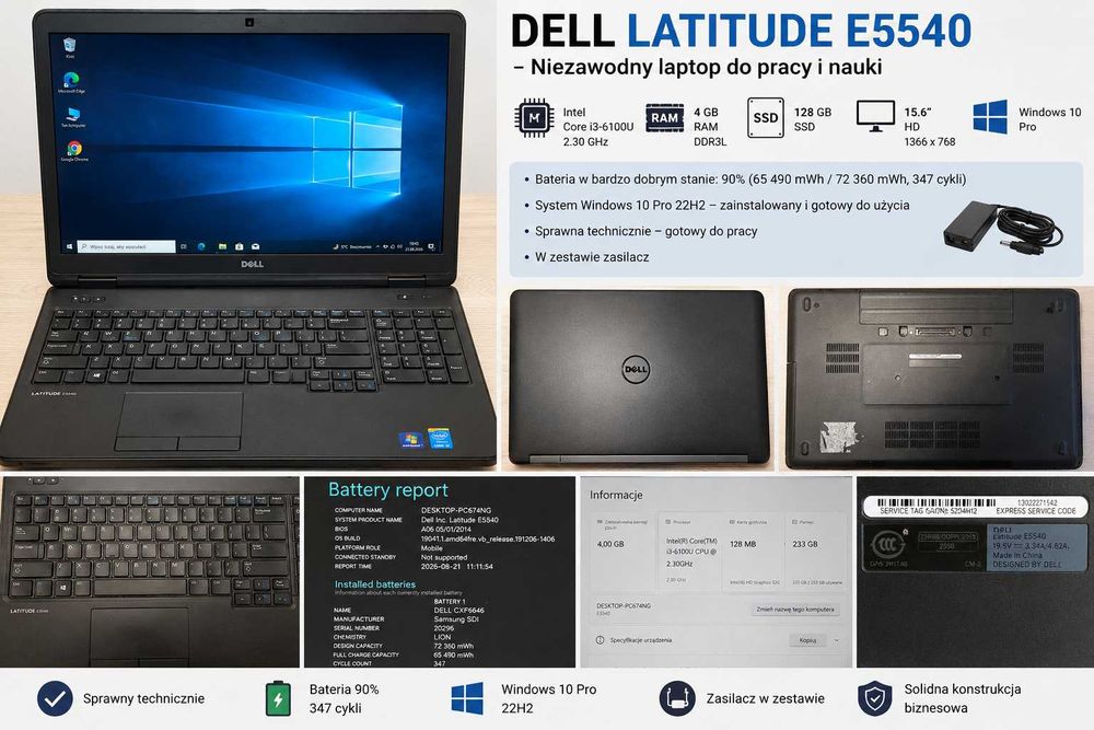 Dell Latitude e5540 – laptop biznesowy 15,6 – windows 10