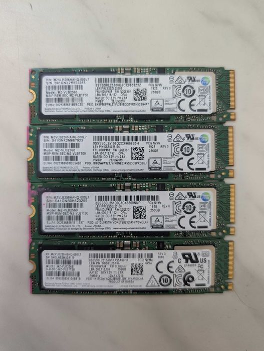 SSD 256GB M.2 NVMe PCi3 2280 Samsung KIOXIA Intel