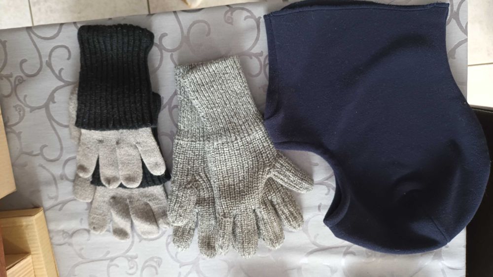 Rękawiczki ciepłe 2x Thinsulate i kominiarka polar stan dobry