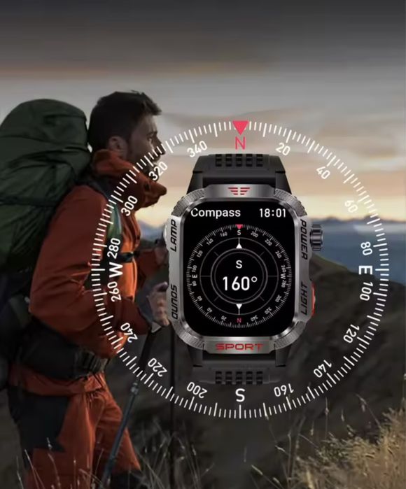 HT29 inteligentny zegarek latarka LED lampa-kompas