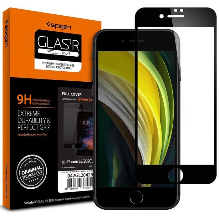 Szkło Hartowane Spigen Glass Fc Do Iphone 7 / 8 / Se 2020 Czarna Ramka