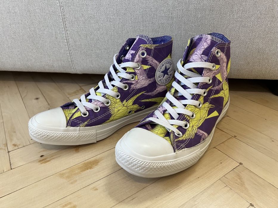 Кеди converse 543187с фіолетові з жовтими птахами
