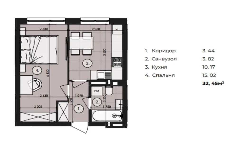 Продаж 1 кімнатної квартири Дубляни ЖК Royal Park 32.45м2