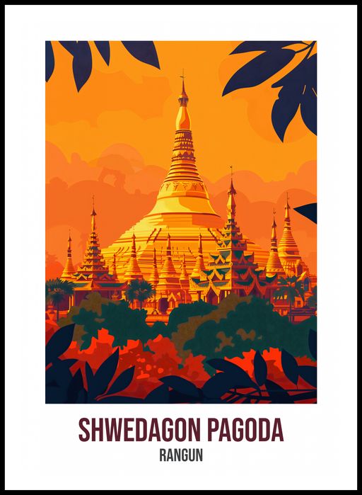 Plakat 67,5x95cm Shwedagon Pagoda