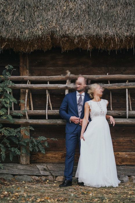 Piękna, muślinowa suknia ślubna