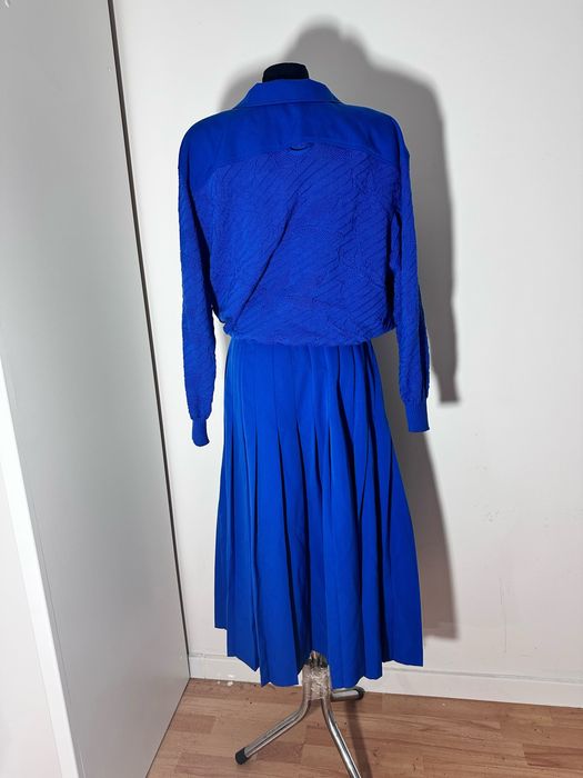 Ravens vintage komplet sweter spódnica plisowana 40 L 42 xl chabrowa