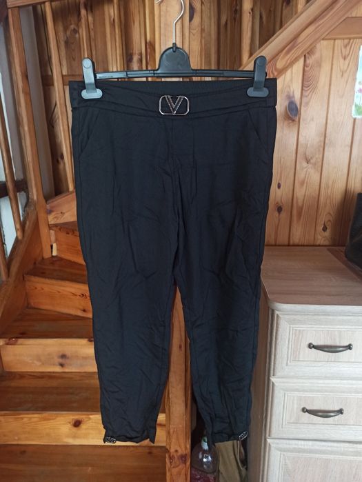 Spodnie damskie rybaczki czarne eleganckie r. L/XL