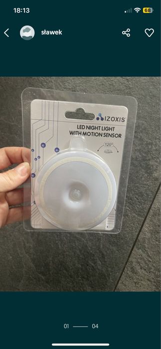 Lampka nocna led z czujnikiem ruchu nowa