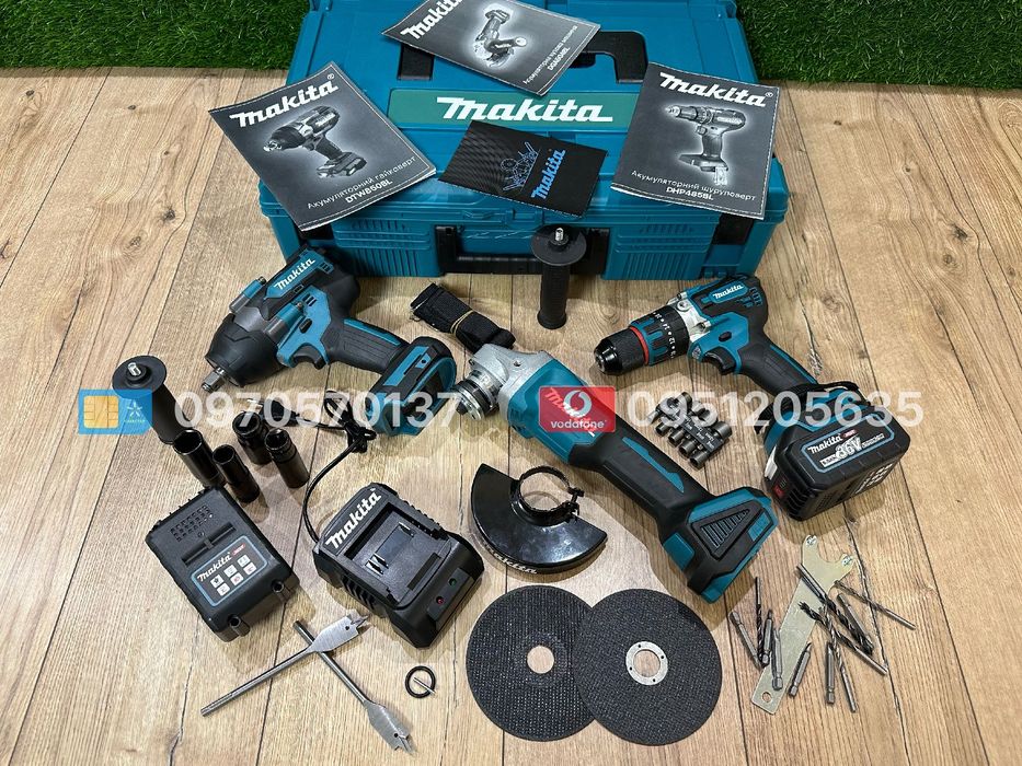 Makita 3в1 Набір Болгарка DGA504 Шуруповерт DHP485 Гайковерт DTW850BL